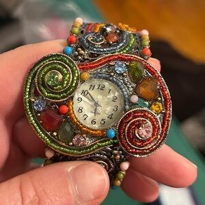 Blinged out  Narmi #2814 Bangle Quartz Watch,Lots of Stones